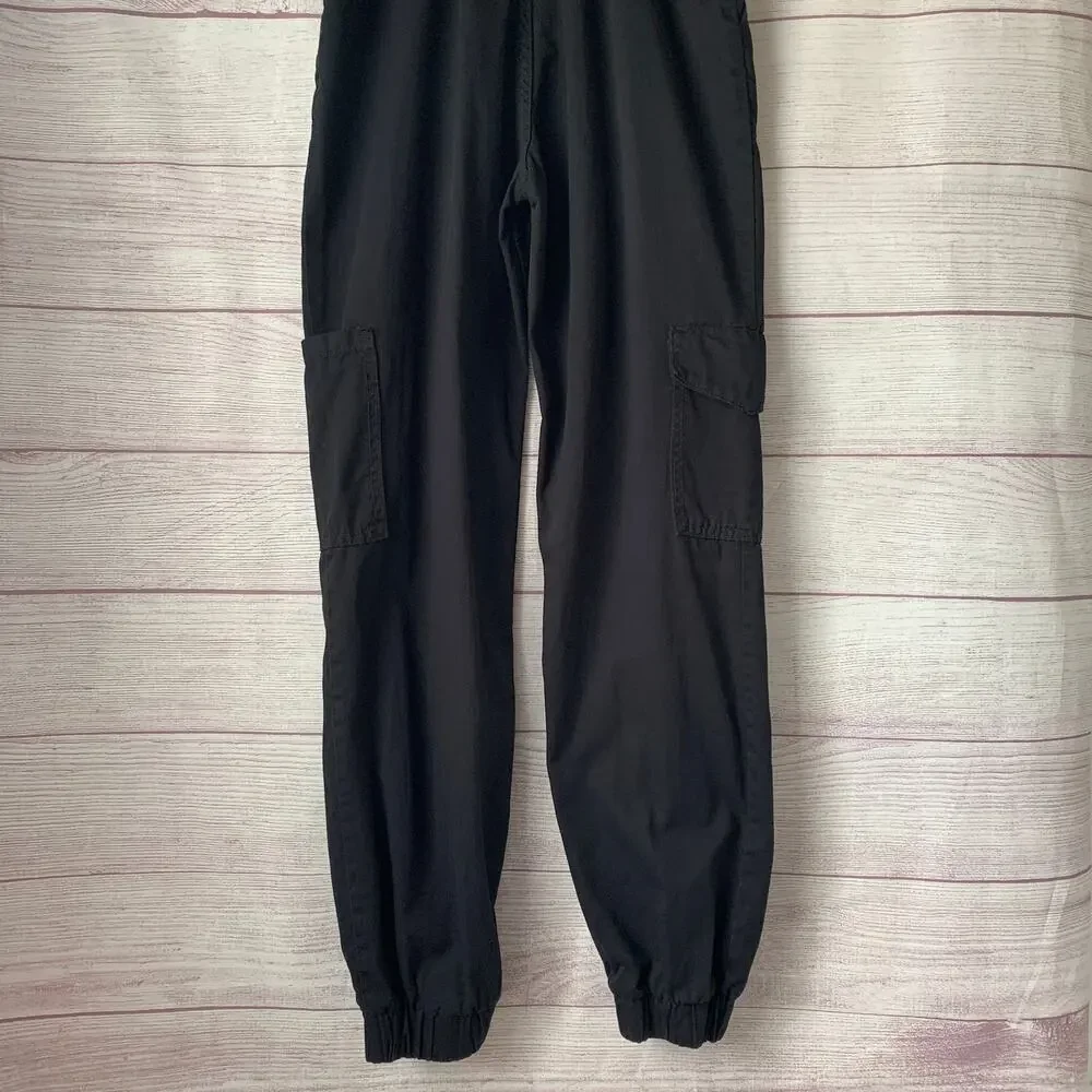 H&M Divided Black Bib Overall Jumpsuit Joggers Cargo Utility Size 0